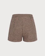 Pantalón corto marrón geométrico con bolsillos y botones