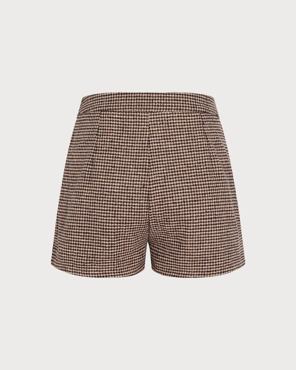Pantalón corto marrón geométrico con bolsillos y botones