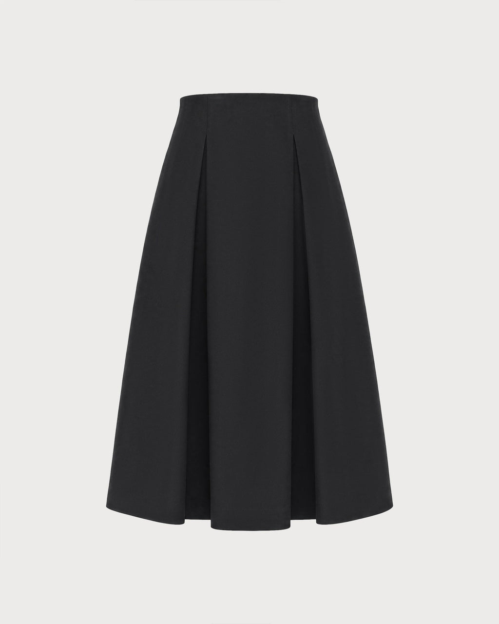 Falda midi negra de línea A con cremallera