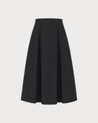 Falda midi negra de línea A con cremallera