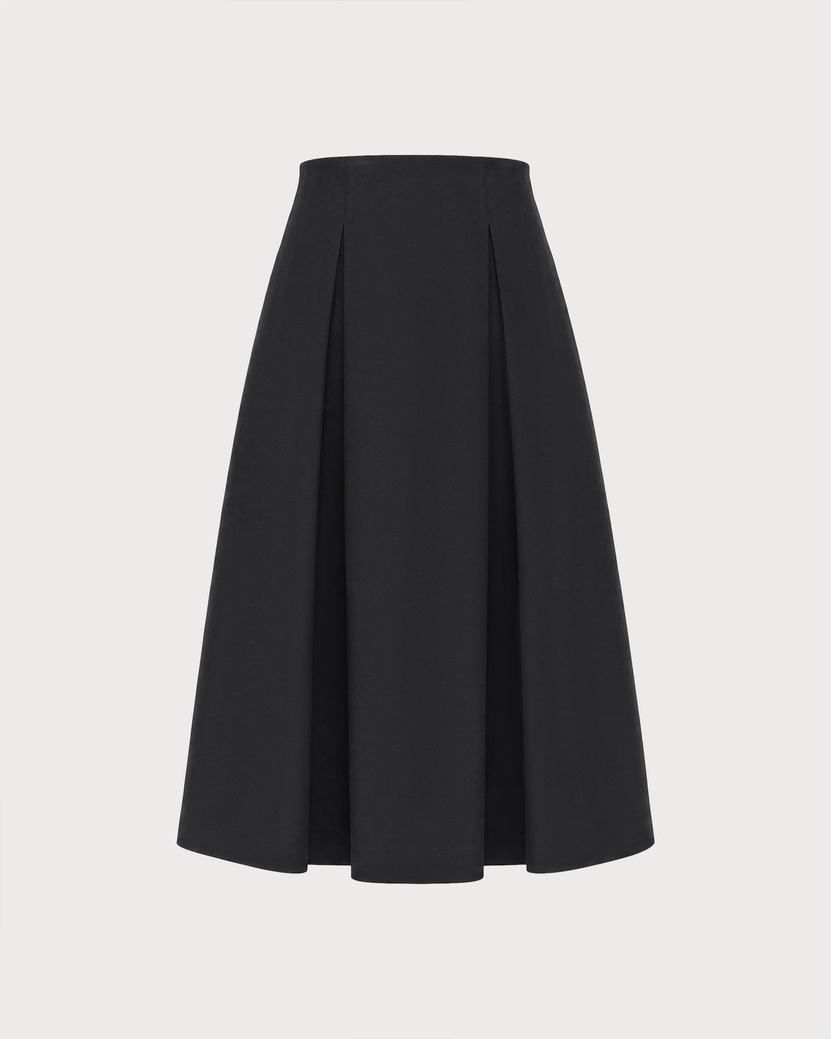 Falda midi negra de línea A con cremallera