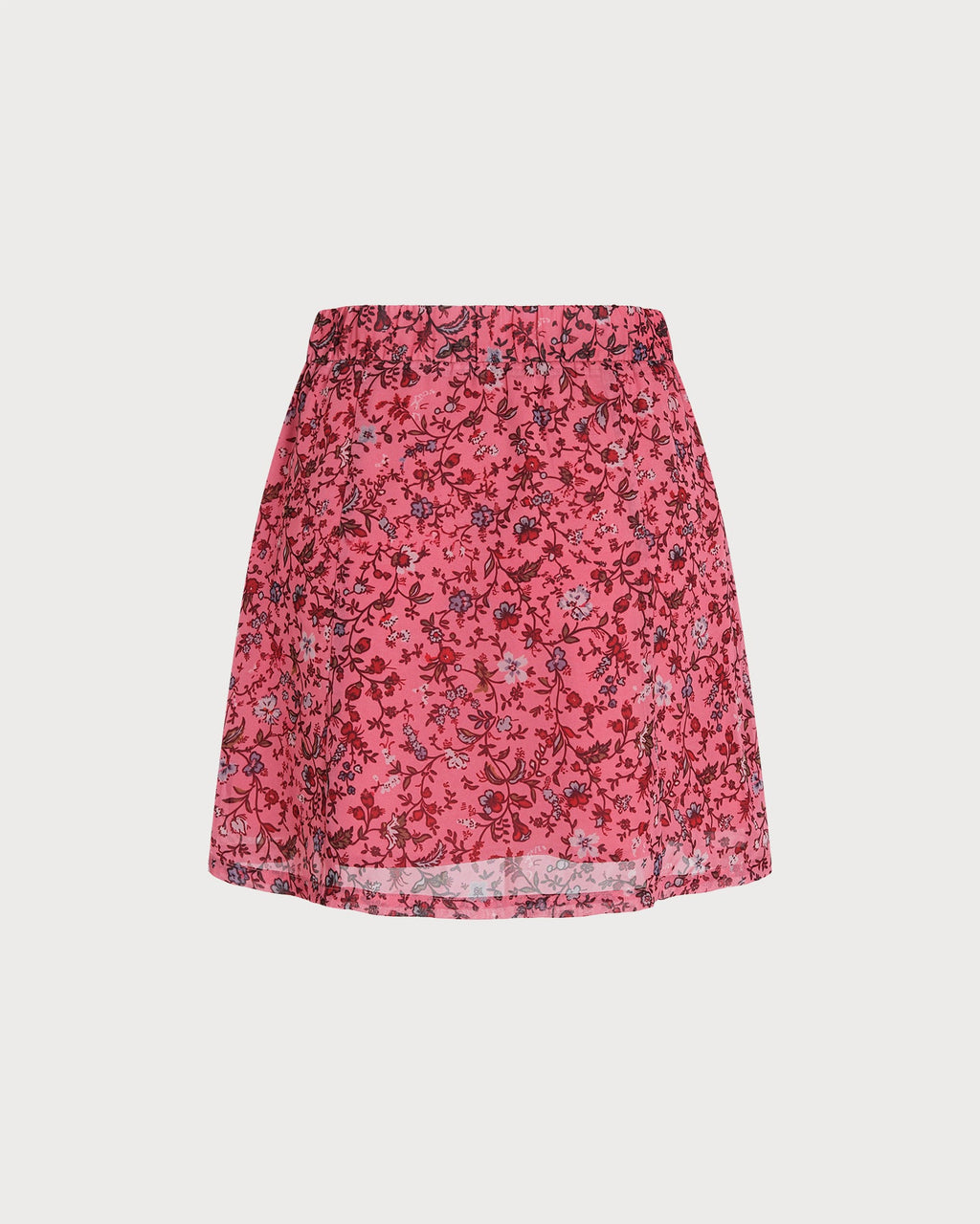 Falda corta rosa de flores con cintura elástica