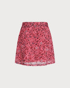 Falda corta rosa de flores con cintura elástica