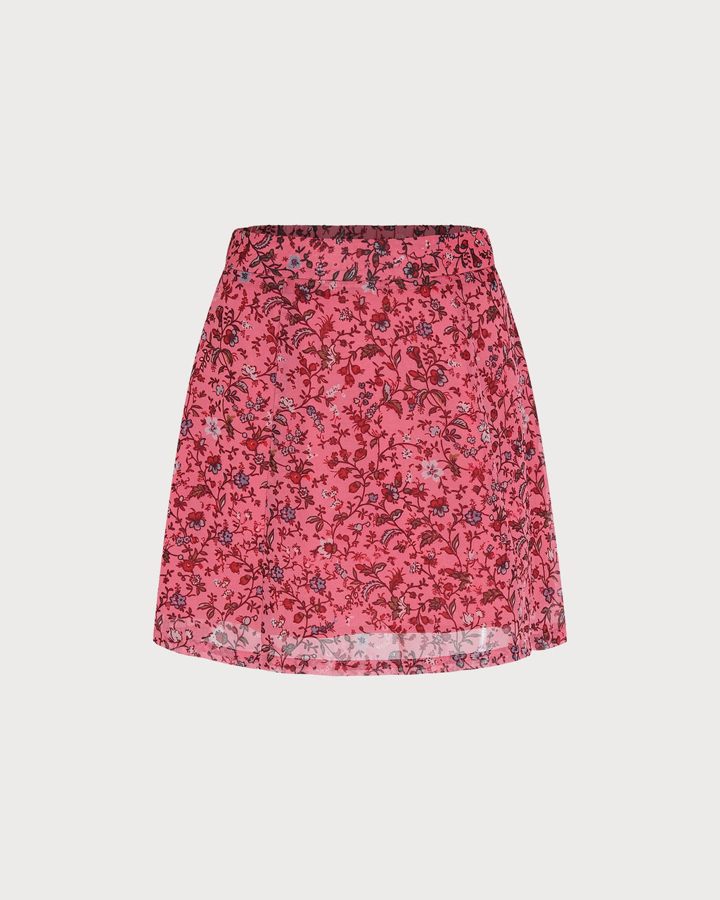 Falda corta rosa de flores con cintura elástica