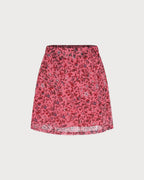 Falda corta rosa de flores con cintura elástica