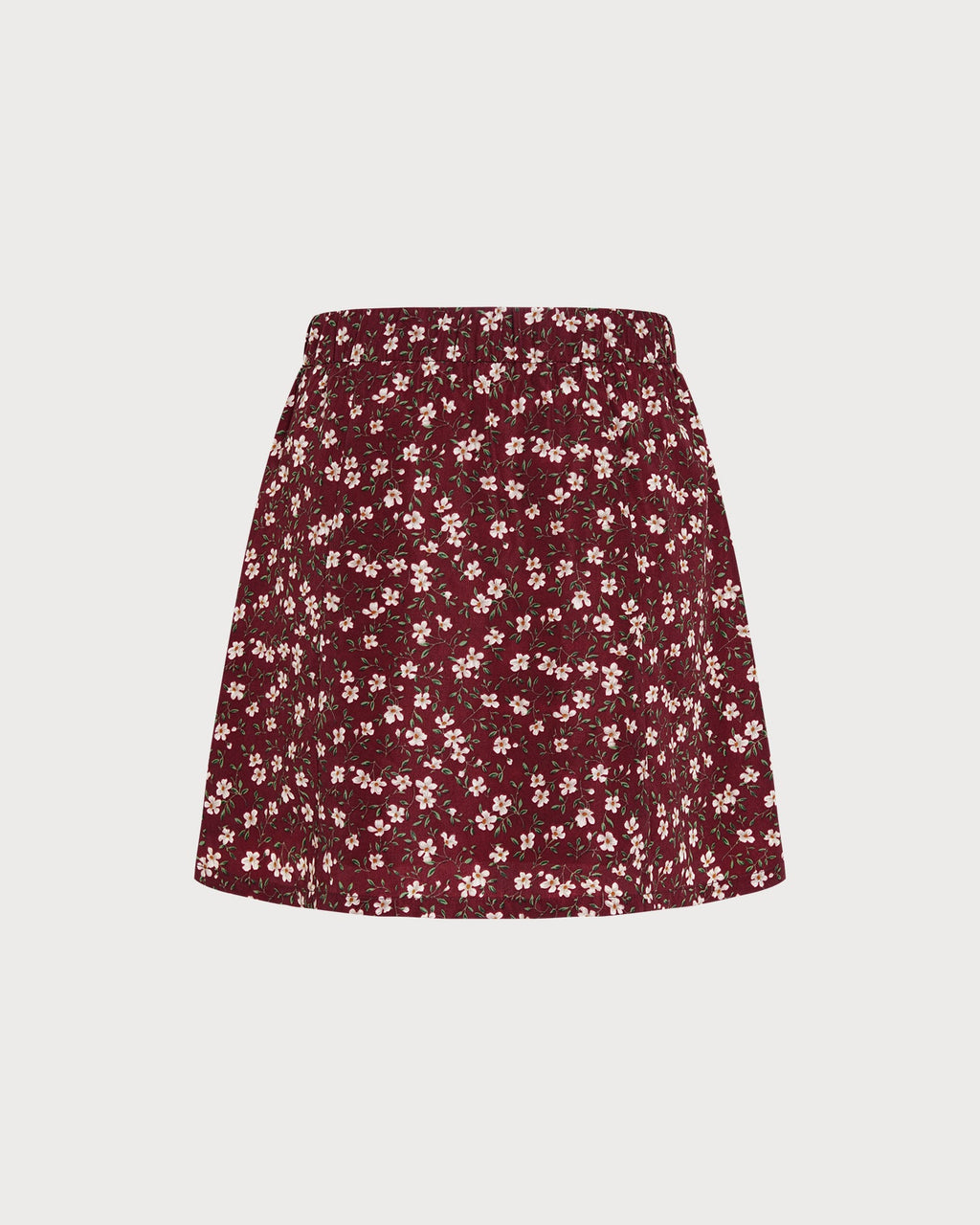 Falda corta roja de flores con cintura elástica
